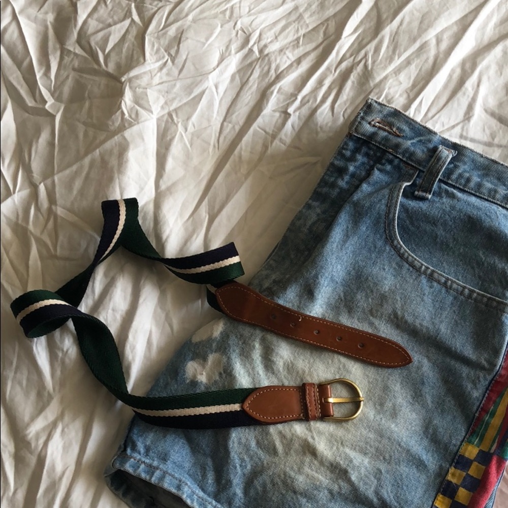 Multicolored Leather Gold Buckle Belt